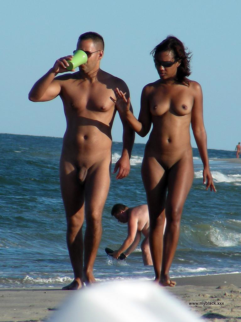 black couples beach Nude on