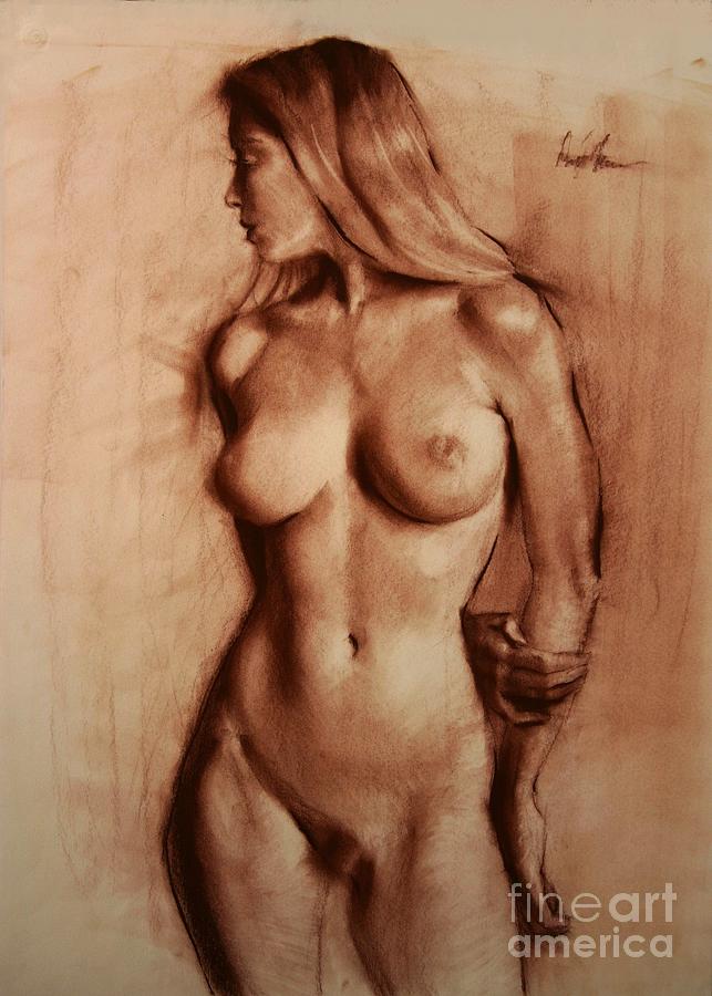 drawing charcoal Nude female