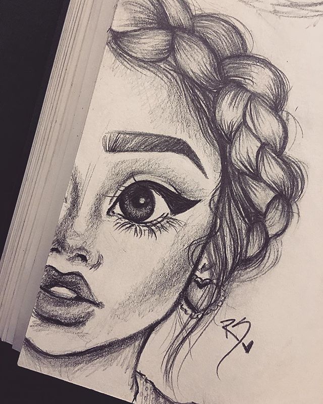 pencil drawing girl Cute