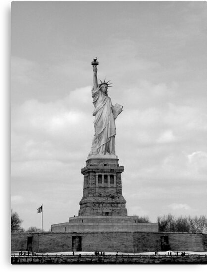 white and Statue of liberty photography black