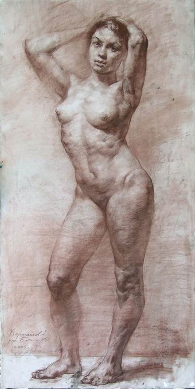 drawing charcoal Nude female
