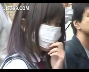 schoolgirl on fucked Japanese bus creampie