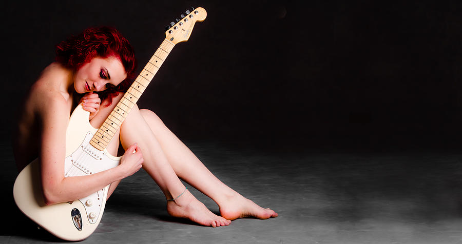 guitar art girl with Nude